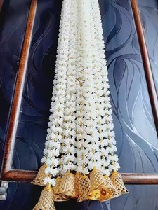 Guirlandes de fleurs indiennes blanches Mogra avec cloche pour pendaison de crémaillère Diwali Eid décoration de mariage décor à la maison jasmin cordes suspendues - Product Image 2