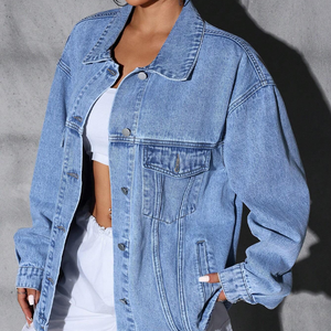 Chaqueta Vaquera Informal de Estilo Vintage para Mujer, Diseño Juvenil Amplio con Decoración de Botones, Técnica Lavada - Product Image 2