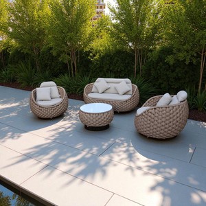 Poly Rattan ROSF-036 Faux Wicker Furniture Set Big Outdoor Patio Leisure Seating with <b>Moon</b> Shaped for Garden or Deck - Product Image 5