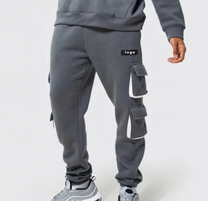 ชุดกีฬาสำหรับผู้ชายชุดวอร์มผ้าคอตตอนผ้าโพลีเอสเตอร์ไม่มีลายพิมพ์โลโก้ตามสั่ง - Product Image 6