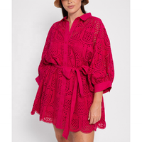 ENYA-Robe courte à oeillets en coton, respirante, élégante, pour le bureau, nouvelle collection été pour femmes