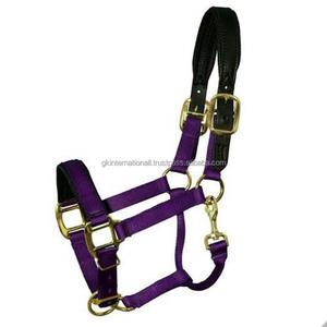 Licou de cheval en Nylon de couleur vibrante, de haute qualité, léger et rembourré, avec couronne en cuir et quincaillerie en laiton réglable - Product Image 5