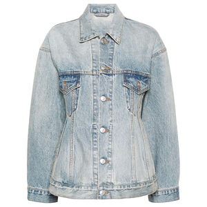 Vente en gros Veste en jean en cuir extensible déchiré pour femmes personnalisée Surdimensionné Poches à manches longues Rivet Décoration Coton Nylon - Product Image 1