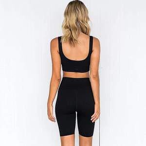 Ensemble de yoga sexy pour femmes de qualité supérieure, design personnalisé, haute élasticité, ensemble 2 pièces, vêtements de sport de fitness, soutien-gorge chaud et legging court - Product Image 3