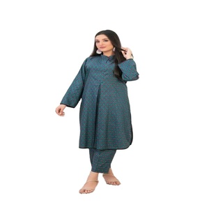 Robe Salwar Kameez en lin respirant de haute qualité pour dames-Style pakistanais Silhouette droite modeste confortable solide naturel - Product Image 1