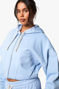 Gran oferta, Sudadera con capucha de gran tamaño para mujer con detalle de costura azul claro, cálida, antiarrugas, transpirable, para gimnasio y ropa de calle, sudaderas con capucha para mujer - Product Image 4