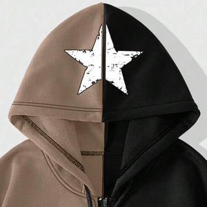 Sudadera con capucha y cremallera con estampado de letras de calavera personalizada de alta calidad para hombre de moda - Product Image 3