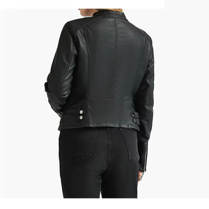 Veste en cuir véritable pour femmes, adaptée à la polyvalence, assortie à tous les types de mode, du streetwear au bureau. - Product Image 6