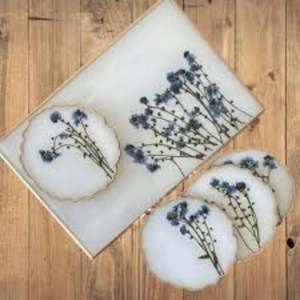 Bandeja de servicio de resina individual hecha a mano, tamaño personalizado para el hogar o el restaurante, para servir cenas, Material MDF - Product Image 1