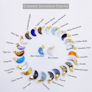 Croissant forme aigue-marine pierres précieuses 925 pendentif en argent Sterling or rhodié pour la fête des enfants bijoux à bricoler soi-même faisant en gros - Product Image 3