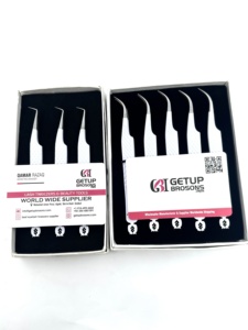 ที่หนีบขนตาปลอม90องศาเคลือบด้วยผงสีขาวเครื่องมือด้านความงามแหนบปลายเงินแบบโค้ง - Product Image 5