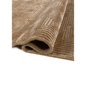 Alfombra Azalea Gold de Lana y Seda de Bambú Anudada a Mano, 10 mm de Grosor, Patrón Geométrico Abstracto, Rectangular, para Pasillo, Uso Doméstico - AIWB-3059 - Product Image 2