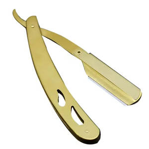 Afeitadora Manual profesional para salón y Barbería para hombre, maquinilla de afeitar de peluquero de borde recto dorado, cuchillo de afeitar de Metal para peluquero - Product Image 1