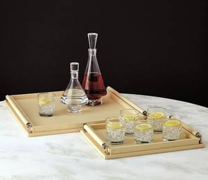 New Design Leather Serving Tray With Brass Handle Latest Color Unique Design Good Quality for Serving in Hotel <b>Table</b> Decor - Product Image 3