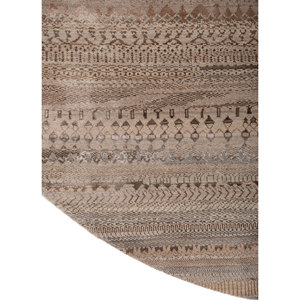 พรมไหมพรมผสมไหมไผ่ถักมือสีเบจและสีน้ำตาลลายทางแบบทอเรียบสำหรับห้องนั่งเล่นหรือทางเดินในบ้าน-Les-2736 - Product Image 4