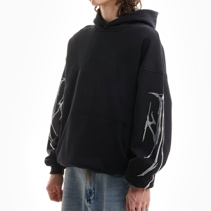 2025 haute qualité sweat à capuche hommes pull strass 100% coton bonne qualité poids lourd gros strass sweats à capuche pour unisexe - Product Image 5