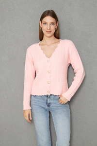 Cárdigan de punto suave con botones de perlas y cuello en V para mujer, suéter estampado transpirable cálido, prendas de punto elegantes, servicios ODM,OEM - Product Image 3