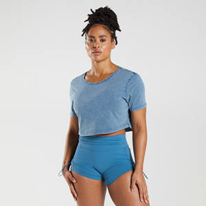 Hot Sale Breathable And Lightweight Cropped Washed Women T-Shirts Hot Selling <b>Shorts</b> <b>Sleeve</b> Women Wear T-Shirts - Product Image 1