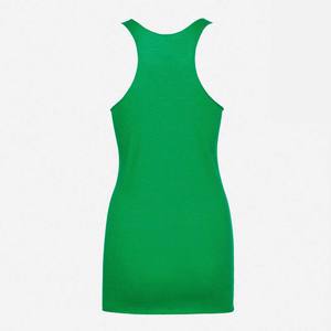 Camiseta sin Mangas para Mujer, Cuello Redondo, Color Sólido Básico, Informal, de Verano, Verde - Product Image 4