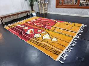 Alfombra marroquí colorida hecha a mano, alfombra personalizada Beni Ourain abstracta única, acogedora alfombra elegante de lana Bohemia tejida a mano - Product Image 3
