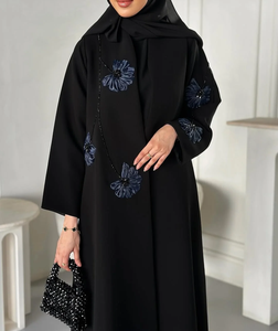 Abaya de Dubaï modeste avec broderie de perles et de pierres, design artisanal de Dubaï, abaya de qualité supérieure 2026 - Product Image 4