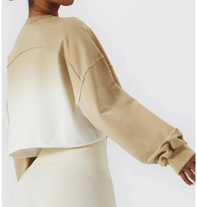 Custom High Quality Crewneck Sublimation Cotton Casual Knitted Crop <b>Top</b> Pullover Lightweight V-Neck Breathable StylishSweatshirt - Product Image 6