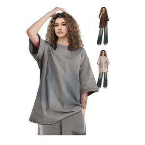 270GSM-Camiseta desgastada con spray para hombre, camiseta vintage de gran tamaño con cuello redondo, unisex - Product Image 4