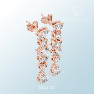 VS F Pear Round Emerald Cluster Earrings Elegant Jewelry Design Bulk Supply for Wedding Party Daily Wear Fashion and Export Use - Product Image 4