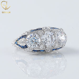 <b>Vintage</b> Art Deco Three Stone Labgrown Diamond <b>Ring</b>, Antique Art Deco Edwardian <b>Ring</b>, Filigree <b>Ring</b>, 14k Solid <b>Gold</b> <b>Ring</b> - Product Image 2