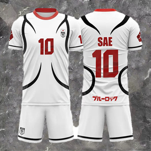 Maillot de football Blue Lock Japon U20 Blanc Dessin animé Anime Cosplay Hommes Ensemble de sport à manches courtes pour adultes/enfants Service OEM - Product Image 1
