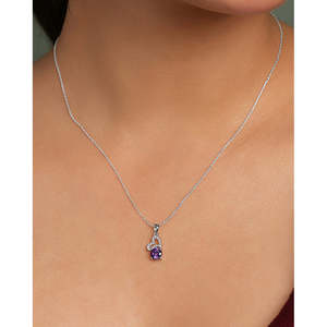 Chaîne pendentif Cœur violet Venti en argent plaqué rhodium et or, style tendance, ornée d'améthyste, de zircon et de diamant, pour fiançailles chrétiennes - Product Image 4