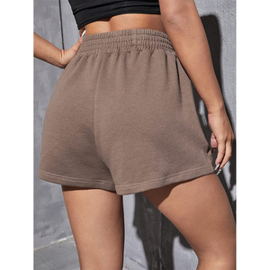 Short en jersey taille haute personnalisé pour femmes été plage décontracté Sport Yoga respirant grande taille bouton poche Logo décoration - Product Image 3