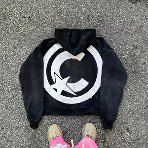 Sweat à capuche avec logo personnalisé 500gsm pour hommes, lavage à l'acide, soleil délavé, patch en détresse, applique brodée, fermeture éclair carrée surdimensionnée, sweat à capuche pour hommes - Product Image 3