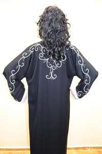 Abaya Kaftan de conception marocaine magnifique de Dubaï 2022, noir, fait à la main, décontracté, moderne, vêtements musulmans pour femmes adultes, matière Nida - Product Image 3