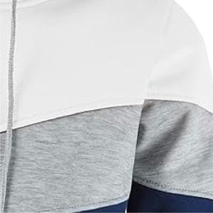 Sweat à capuche tendance blanc, gris et bleu, style streetwear moderne et décontracté avec poche kangourou, prix de gros abordable - Product Image 5