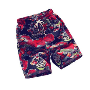 Surf verano nueva boutique flor algodón Lino hombres casual playa pantalones cortos hombres casual transpirable ocio pantalones cortos hombres - Product Image 1