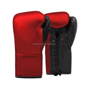 ถุงมือชกมวยสีขาวสไตล์เม็กซิกันพร้อมเชือกผูกรองเท้าสำหรับฝึกซ้อมและแข่งขันสีแดง - Product Image 1