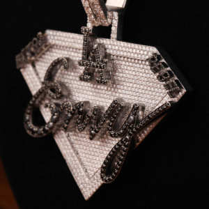 925 Sterling Silver Moissinatie Custom Shaped Diamond Pendant Full Iced Out Black & white Moissanite Hip Hop Pendant Gift Fot Him - Product Image 2