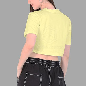 เสื้อยืดครอปไซส์ใหญ่สำหรับผู้หญิงระบายอากาศได้ดีสีพื้น - Product Image 2