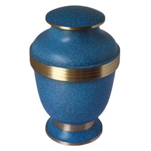 Urnas de cremación para adultos de latón azul de queroseno de alta calidad con bandas doradas para cenizas humanas Urnas funerarias de metal Premium - Product Image 3