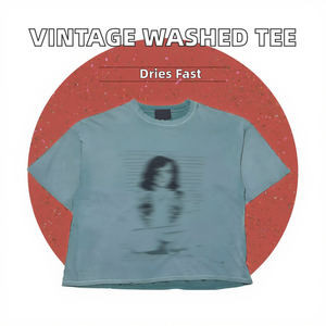 T-shirts haut de gamme personnalisés pour le streetwear : T-shirt graphique vintage délavé, effet usé, coupe ample, délavé soleil, délavé à l'acide, épaules tombantes - Product Image 2