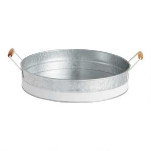 Stylish Farmhouse Round Galvanized Metal Serving <b>Tray</b> With Rope Handle Kitchen Ware Food & <b>Drinks</b> Serving <b>Trays</b> - Product Image 5
