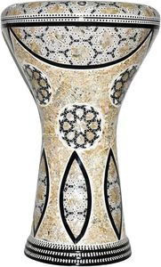 Gawharet El Fan 17,5 pouces, mosaïque ovale dorée et perlée, doumbek égyptien professionnel, darbuka - Product Image 3