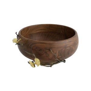 Bol en métal en bois de qualité supérieure papillon Ginkgo bol à salade en bois organisateur de cuisine vaisselle bol de service alimentaire fournitures d'hôtel - Product Image 1