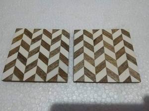 Posavasos personalizado de alta calidad, buen pulido, hecho a mano, con incrustaciones de nácar para hoteles, hogares y restaurantes de La India. - Product Image 2