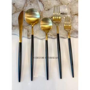 Juego de cubiertos con recubrimiento en polvo de Color negro y chapado en oro de alta calidad hecho con Metal de primera calidad para el uso de utensilios de cocina para el hogar y el Hotel - Product Image 1