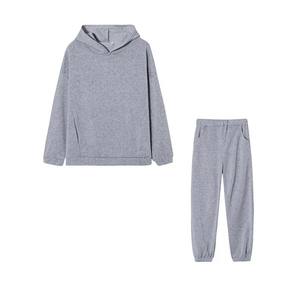 Ensemble de survêtement homme 100% Coton personnalisé, coupe ajustée, épais, uni, avec sweat à capuche et pantalon de jogging évasé, deux pièces, hiver - Product Image 6