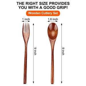 Juego de cocina de cuchara y tenedor de madera más vendido para comer y cocinar, juego de 6 uds., precio barato al por mayor de Vietnam - Product Image 2
