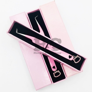 New Heart <b>Tweezer</b> Sustainable Hello Kitty Charm <b>Tweezers</b> Kitty <b>Tweezer</b> Flat Lash Card Box Logo Lash Extension <b>Tweezers</b> MOQ MINK - Product Image 2
