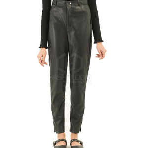 2024 à la mode de haute qualité femmes Pure couleur unie respirant en cuir Leggings hiver décontracté plat avant taille haute personnalisé - Product Image 1